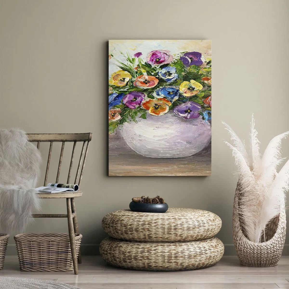 Impression sur toile - Image sur toile - Nature morte dans un vase blanc - 65x120 cm