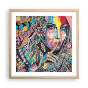 Affiche dans un chêne clair - Poster - Taisez-vous jusqu'à ce que vous compreniez - 50x50 cm