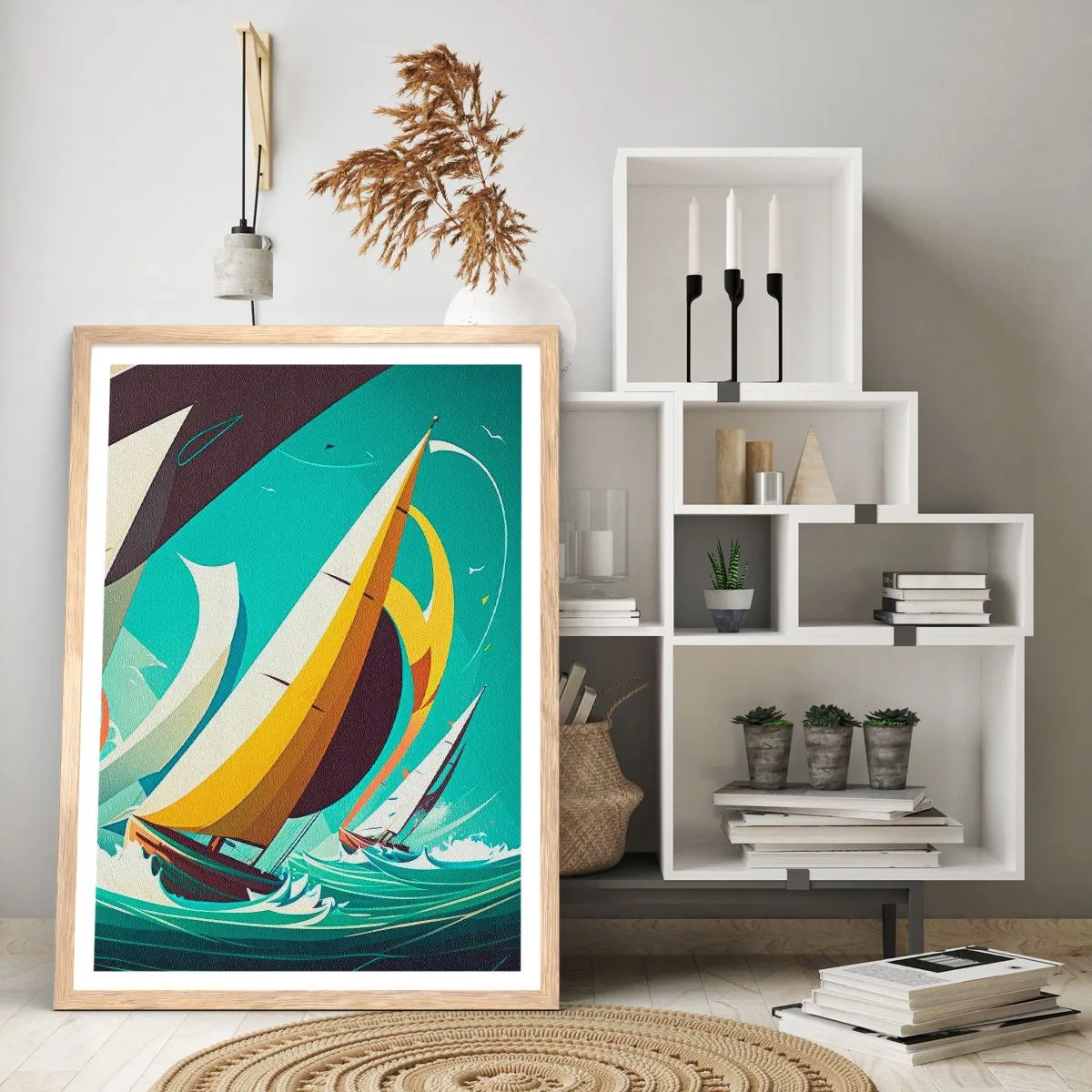 Affiche dans un chêne clair - Poster - Bonne chance avec les éléments - 40x50 cm