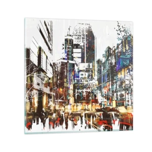 Impression sur verre - Image sur verre - Une ville chatoyante - 30x30 cm