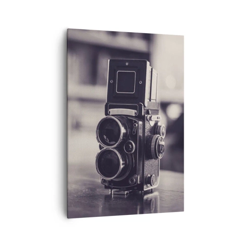 Impression sur toile - Image sur toile - Appareil photo ancien en noir et blanc - 70x100cm - La magie de la photographie ancienne - Décoration murale moderne pour le salon et la chambre ARTTOR
