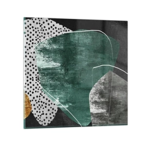 Impression sur verre - Image sur verre - Abstraction colorée avec feuille d'or - 50x50 cm