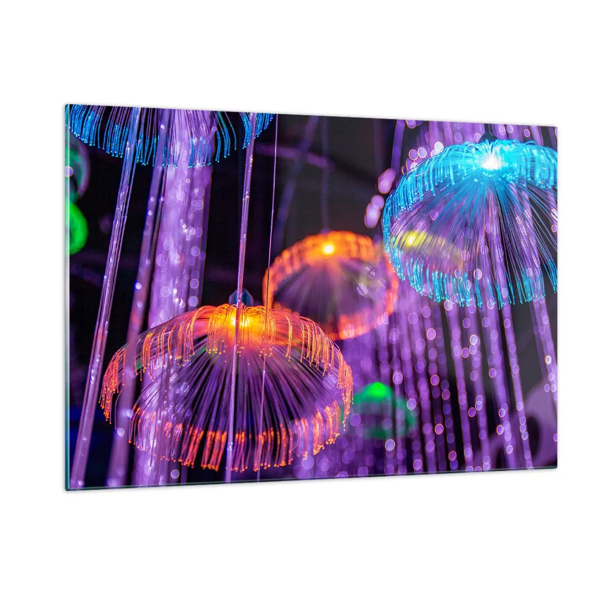 Impression sur verre - Image sur verre - Structures lumineuses colorées ressemblant à des méduses - 120x80cm - Fontaine lumineuse - Décoration murale moderne pour le salon et la chambre ARTTOR
