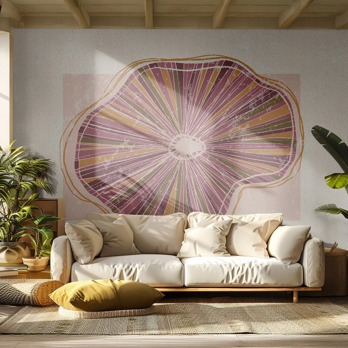 Papier Peint Photo Premium Canvas - Abstraction rayonnante - Bohème, Minimalisme, Abstraction - 400x280 cm