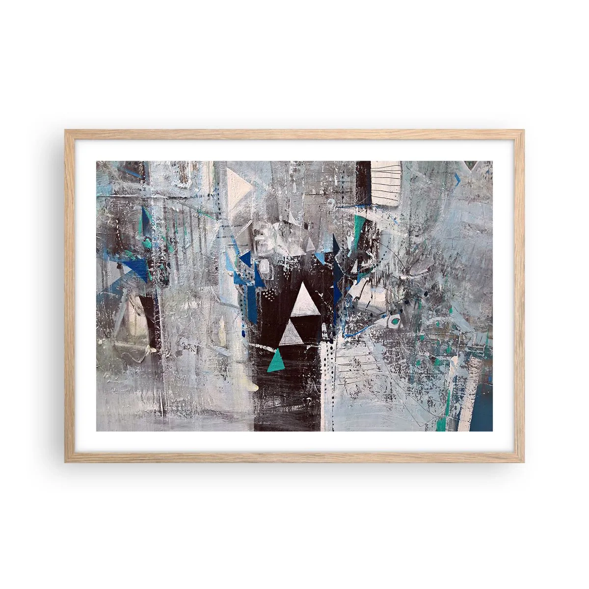 Affiche dans un chêne clair - Poster - Ordre prioritaire des triangles - 70x50 cm