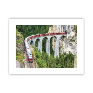 Affiche - Poster - Chemin de fer avec vue sur la montagne - 40x30 cm