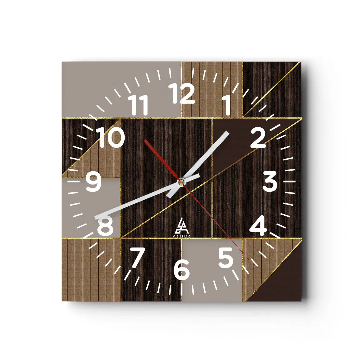 Horloge murale - Pendule murale - Mozaique de bronze et d'or - 40x40 cm