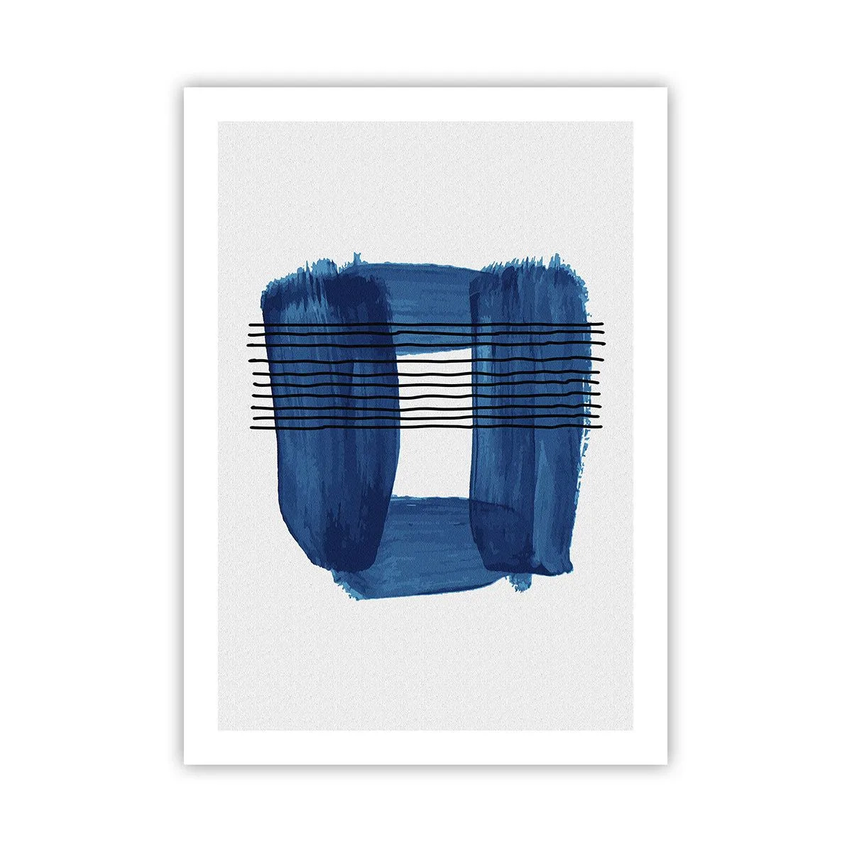 Affiche - Poster - Composition abstraite dans les tons de bleu - 50x70cm - Composition noire-bleue - Décoration murale moderne pour le salon et la chambre ARTTOR