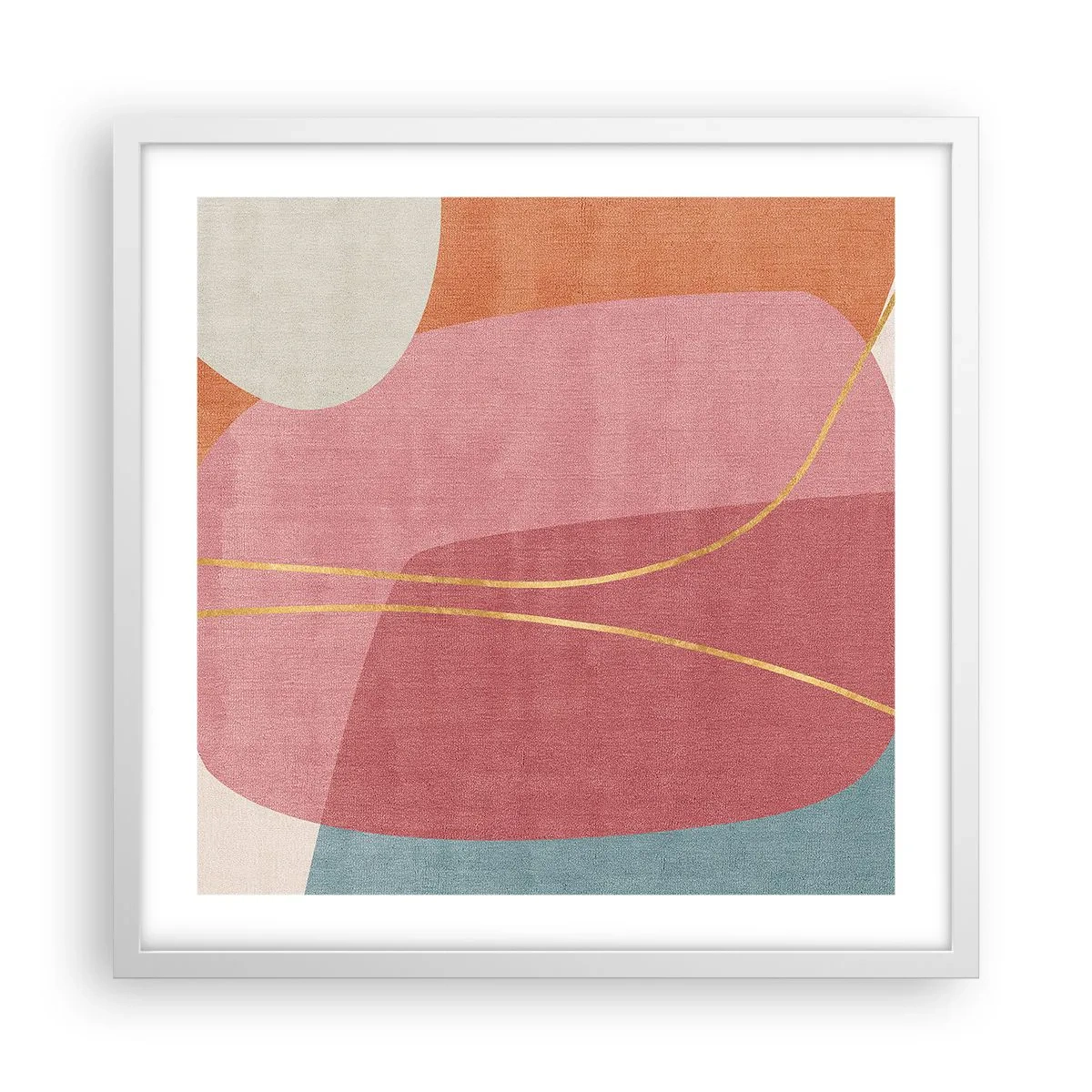 Affiche dans un cadre blanc - Poster - Composition pastel au fil d'or - 50x50 cm