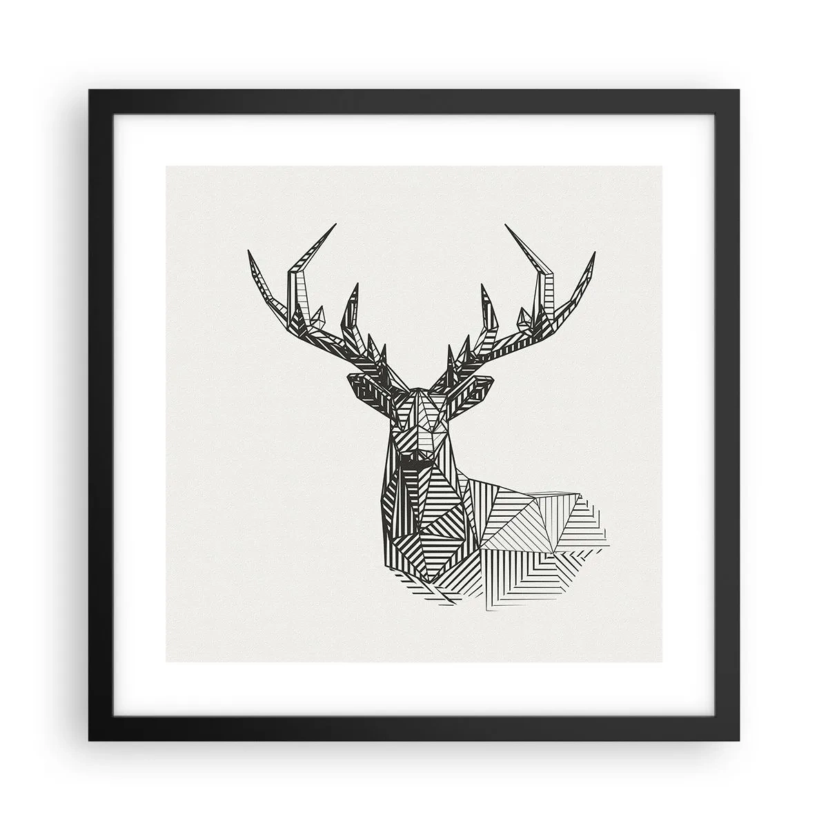 Affiche dans un cadre noir - Poster - Cerf dans un style cubique - 40x40 cm