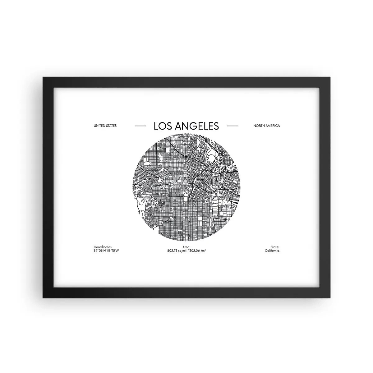 Affiche dans un cadre noir - Poster - Anatomie de Los Angeles - 40x30 cm