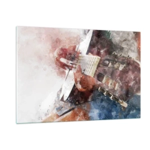 Impression sur verre - Image sur verre - Une aquarelle d'un guitariste artistique - 120x80cm - Et qu'en pensez-vous ? - Décoration murale moderne pour le salon et la chambre ARTTOR
