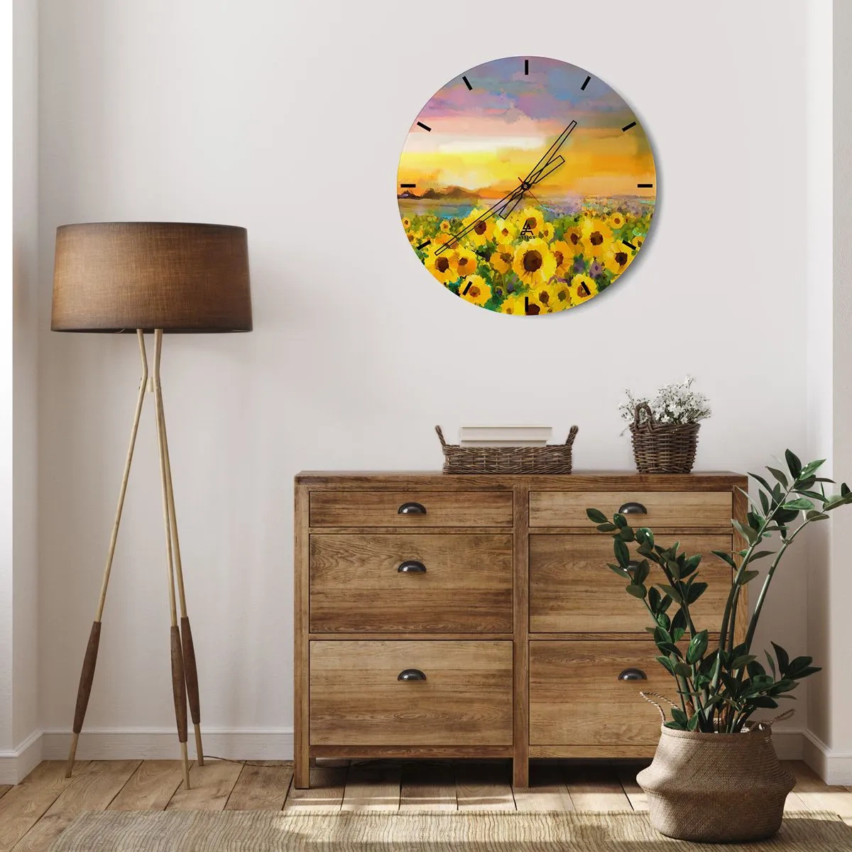 Horloge murale - Pendule murale - Le soleil lui-même est descendu sur terre - 40x40 cm
