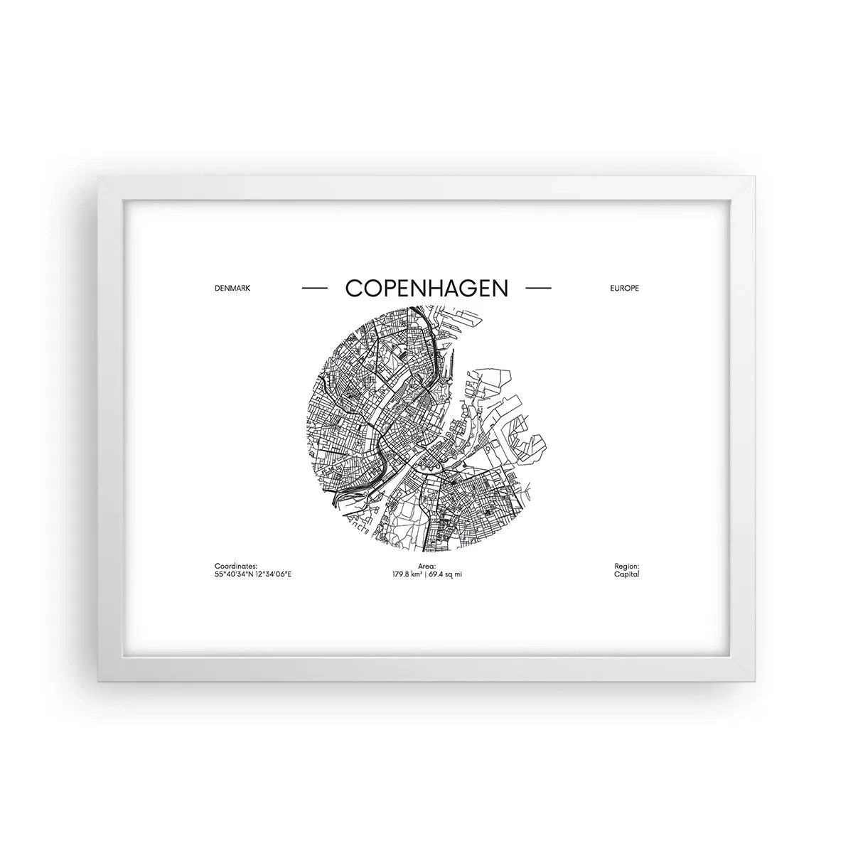Affiche dans un cadre blanc - Poster - Anatomie de Copenhague - 40x30 cm