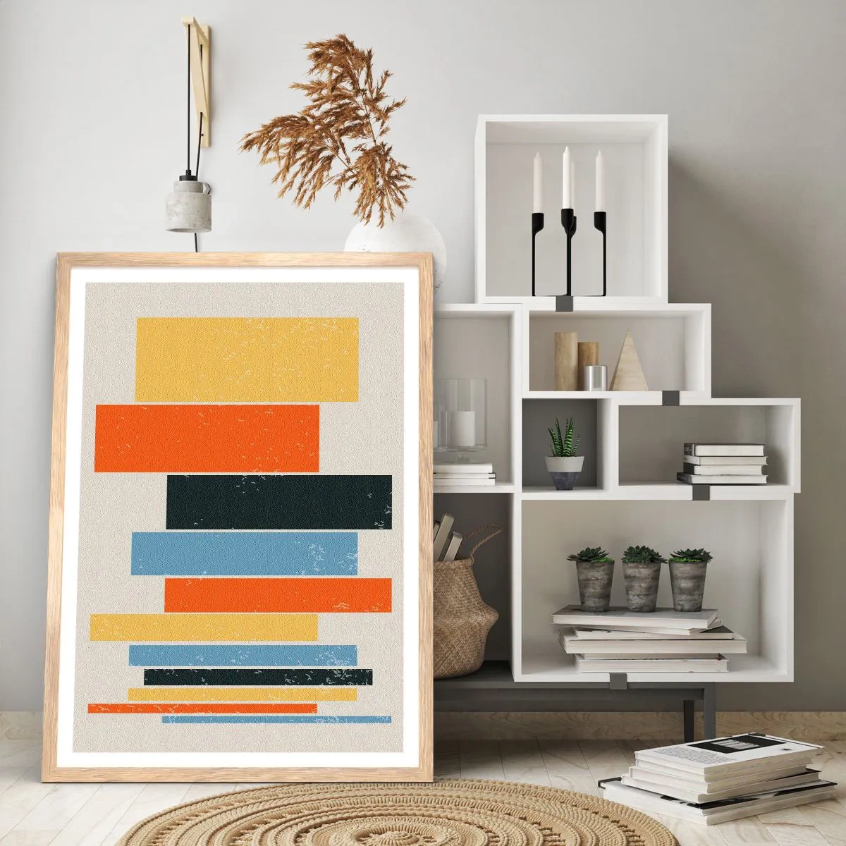 Affiche dans un chêne clair - Poster - Notation musicale - 50x70 cm