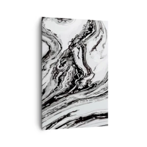 Impression sur toile - Image sur toile - Motif de marbre abstrait en noir et blanc - 80x120cm - Au début, c'était le chaos - Décoration murale moderne pour le salon et la chambre ARTTOR