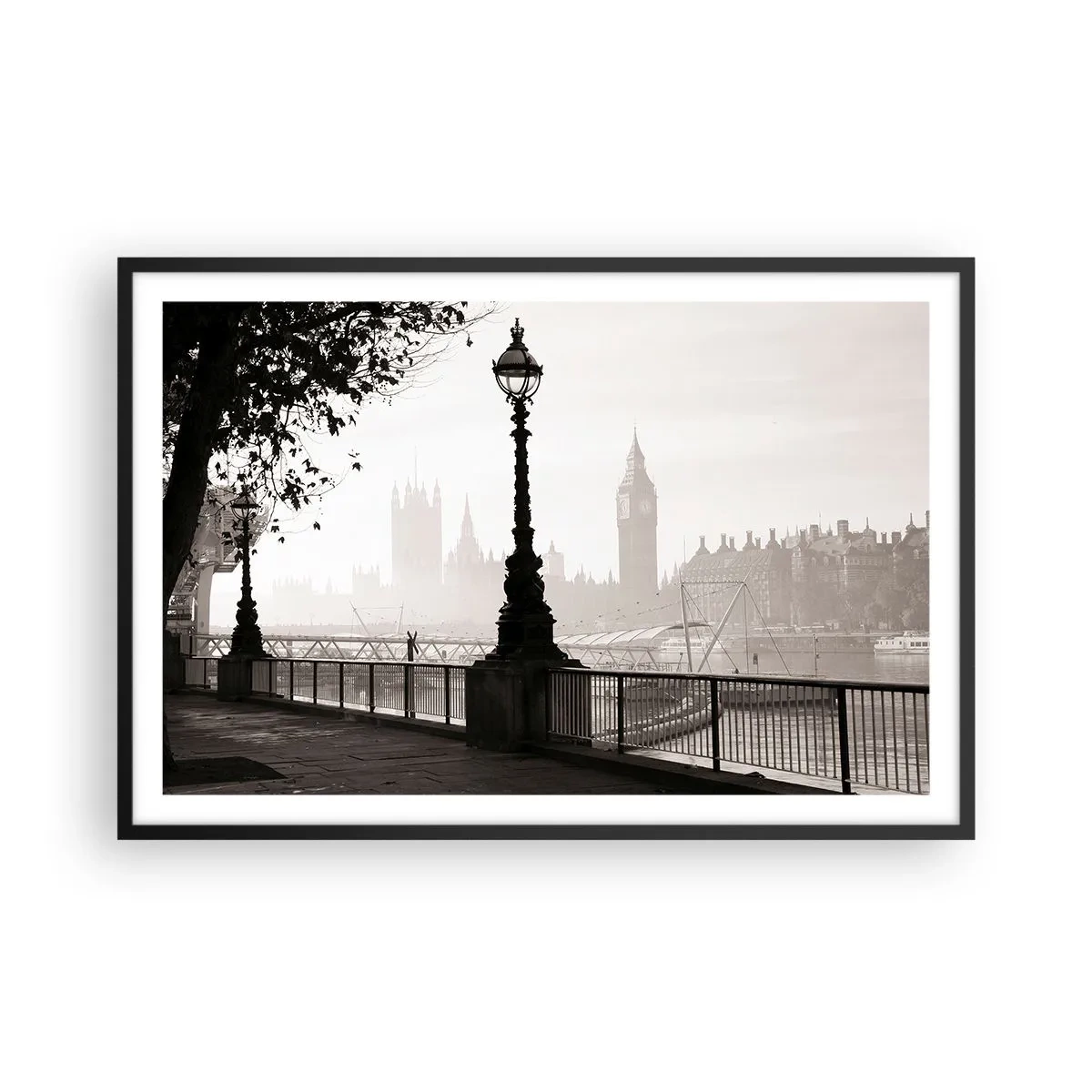 Affiche dans un cadre noir - Poster - Un matin londonien - 91x61 cm