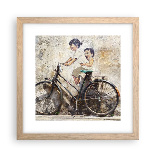Affiche dans un chêne clair - Poster - Vrai ou faux? - 30x30 cm