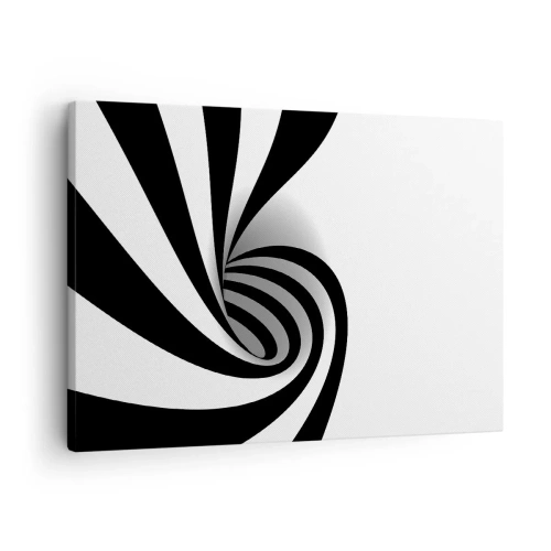 Impression sur toile - Image sur toile - Vortex optique abstrait en noir et blanc - 70x50cm - Et pourtant ça tourne - Décoration murale moderne pour le salon et la chambre ARTTOR
