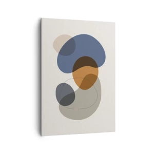 Impression sur toile - Image sur toile - Formes abstraites colorées dans des tons de bleu et de marron - 50x70cm - Gouttes de couleur - Décoration murale moderne pour le salon et la chambre ARTTOR