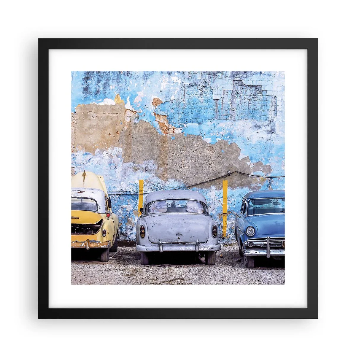 Affiche dans un cadre noir - Poster - Rencontre de vétérans - 40x40 cm