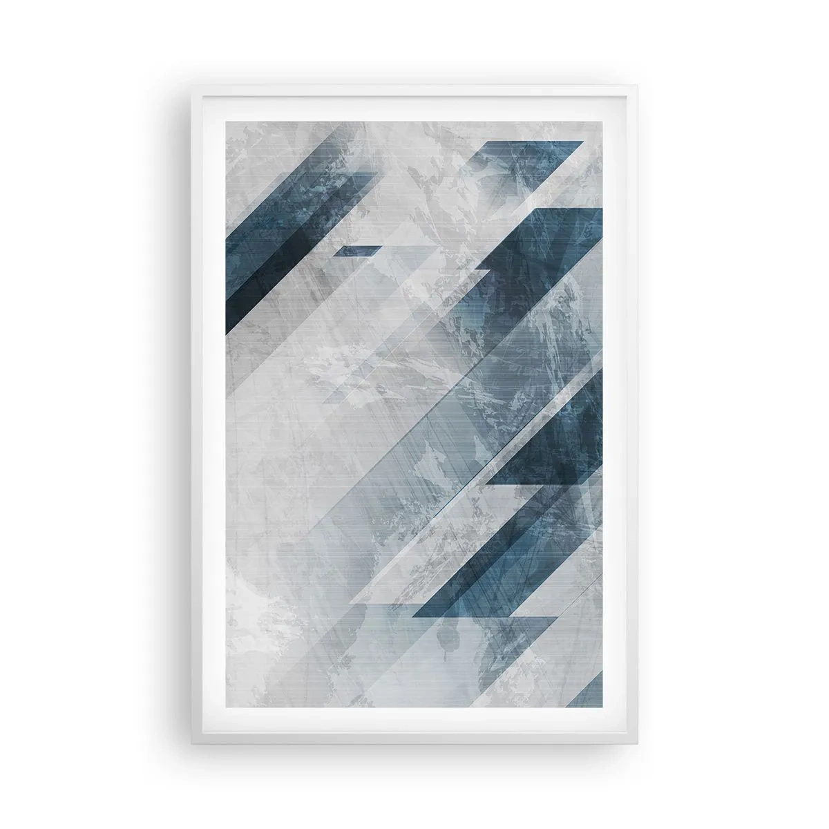Affiche dans un cadre blanc - Poster - Composition spatiale - mouvement gris - 61x91 cm