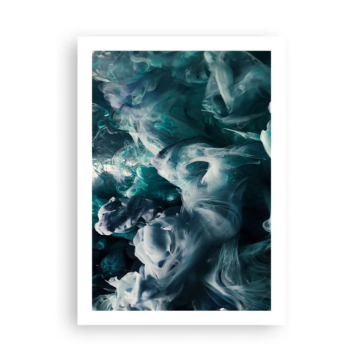 Affiche - Poster - Une composition abstraite de couleurs tourbillonnantes dans des tons de vert et de bleu. - 50x70cm - Mouvement des couleurs - Décoration murale moderne pour le salon et la chambre ARTTOR