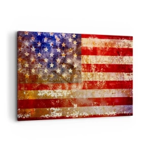 Impression sur toile - Image sur toile - Drapeau américain stylisé avec un effet vieilli - 100x70cm - La gloire ne s'efface pas - Décoration murale moderne pour le salon et la chambre ARTTOR