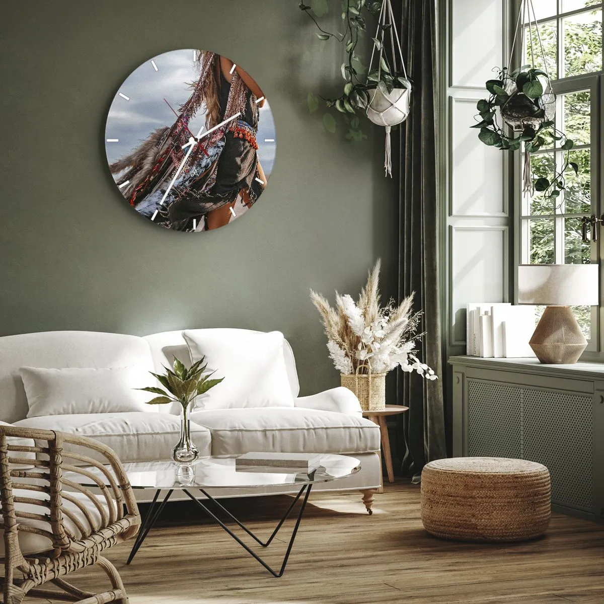 Horloge murale - Pendule murale - La fille du chaman - 40x40 cm