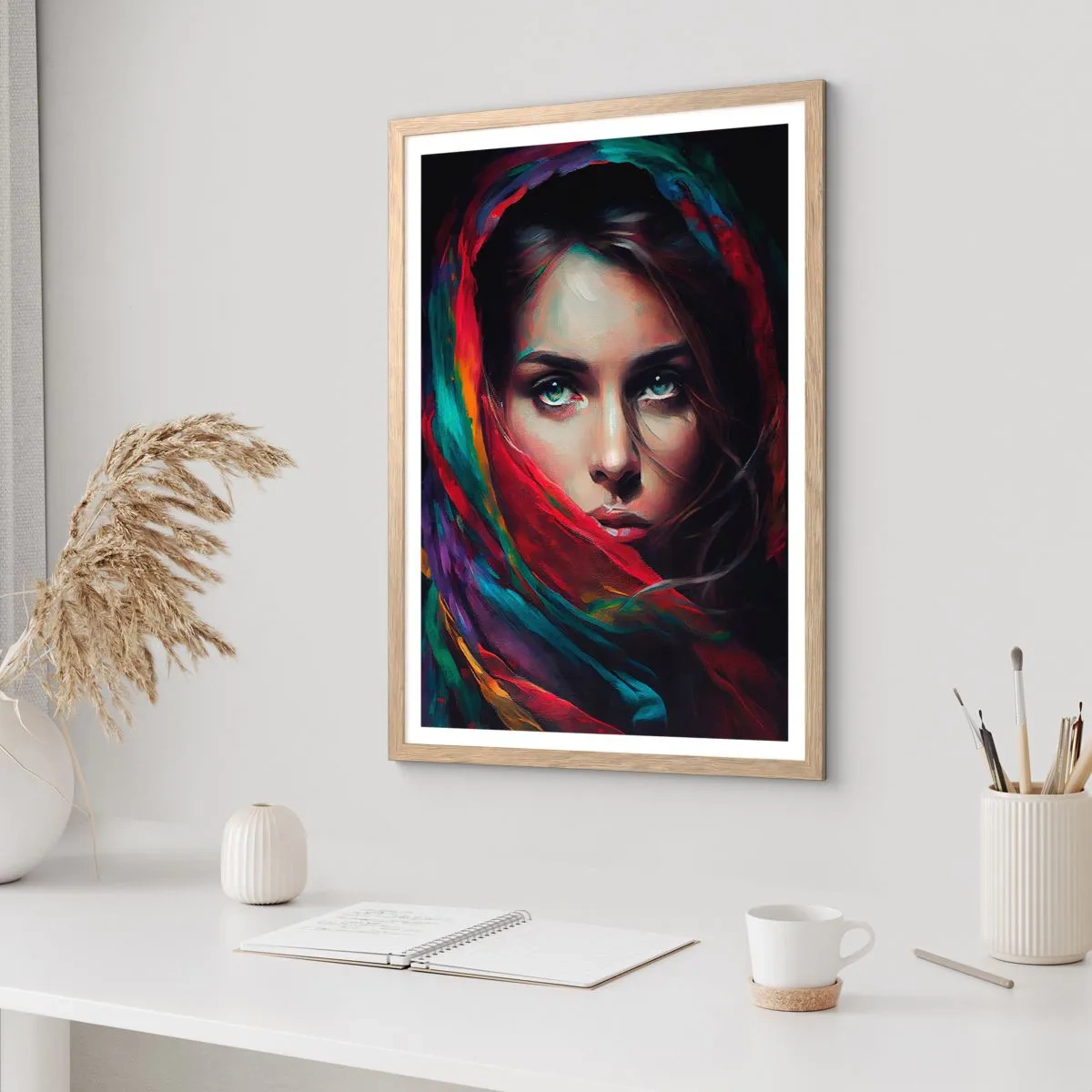 Affiche dans un chêne clair - Poster - Mystère aux yeux verts - 30x40 cm