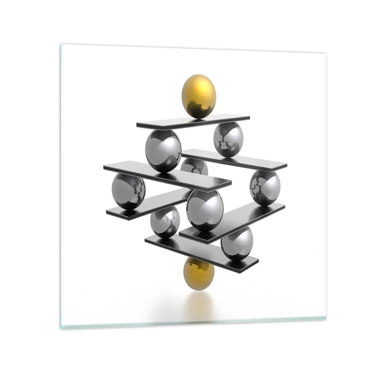 Impression sur verre - Image sur verre - Balance d'or et d'argent - 70x70 cm