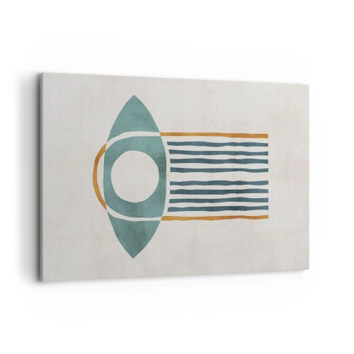 Impression sur toile - Image sur toile - Motif géométrique dans les tons de vert et d'orange - 120x80cm - Signes et rituels - Décoration murale moderne pour le salon et la chambre ARTTOR