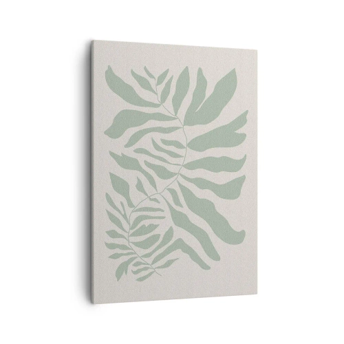 Impression sur toile - Image sur toile - Un motif de brindilles délicat avec des feuilles dans une nuance de vert émeraude - 50x70cm - Brindille d'émeraude - Décoration murale moderne pour le salon et la chambre ARTTOR
