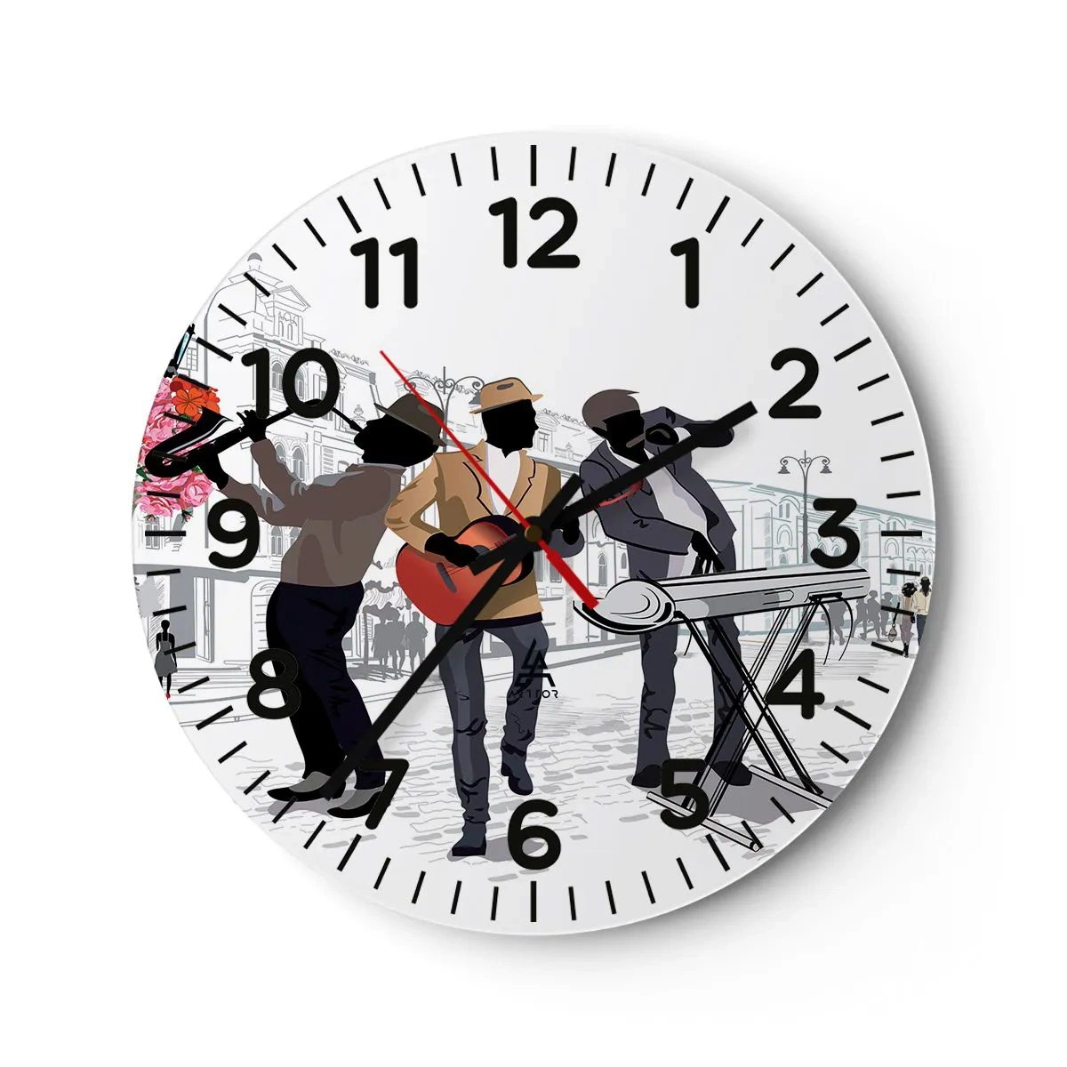 Horloge murale - Pendule murale - Musique de rue - 40x40 cm