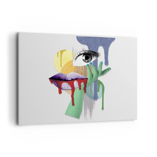 Impression sur toile - Image sur toile - Portrait déconstruit avec des éléments abstraits - 100x70cm - Un portrait déconstruit - Décoration murale moderne pour le salon et la chambre ARTTOR