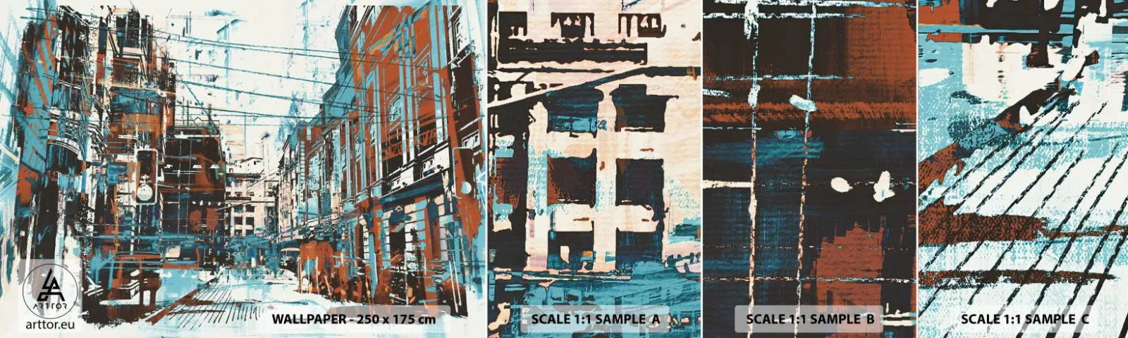 Échantillon de Papier Peint Autocollant Deluxe Sticker - Un sentier de ville usé - Ville, Architecture, Morceau - 100x30 cm