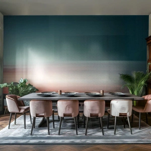 Papier Peint Photo Premium Sand - Coucher de soleil avec des vagues lumineuses et un effet de dégradé - 100x70cm - Résumé : vagues de lumière - Décoration murale moderne pour le salon et la chambre ARTTOR