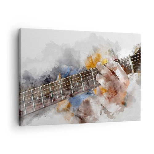 Impression sur toile - Image sur toile - Image abstraite d'une main jouant de la guitare - 70x50cm - La poésie entre les cordes - Décoration murale moderne pour le salon et la chambre ARTTOR