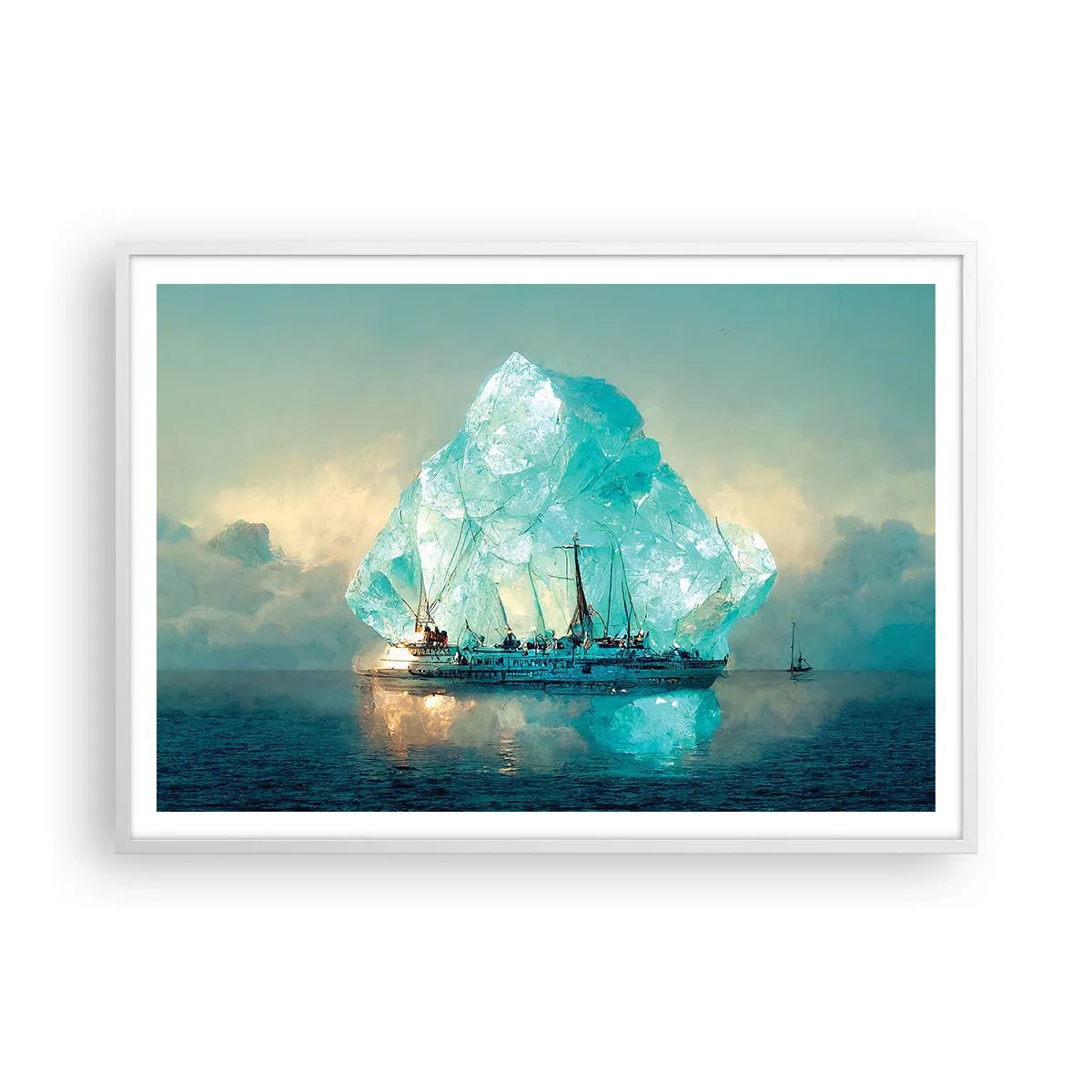 Affiche dans un cadre blanc - Poster - Diamant arctique - 100x70 cm