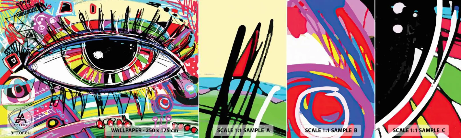 Échantillon De Papier Peint Standard Eco - Oeil coloré - âme colorée - Abstraction, Œil, Graphique - 100x30 cm