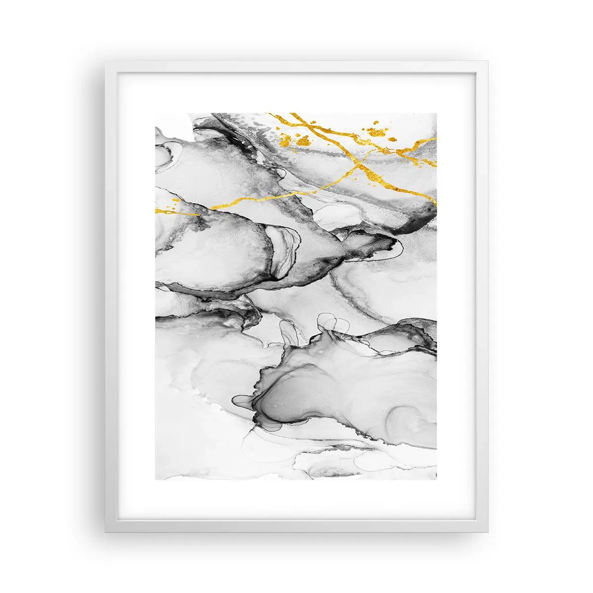 Affiche dans un cadre blanc - Poster - Composition à motif or - 40x50 cm