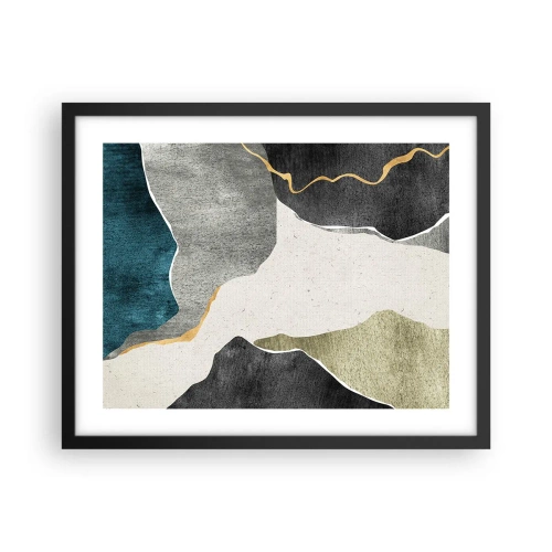 Affiche dans un cadre noir - Poster - Composition mosaïque avec un fil d'or - 50x40 cm