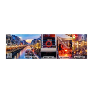 Échantillon de Papier Peint Autocollant Deluxe Sticker - Soirée de lumière et de jeu - Ville, Milan, Italie - 100x30 cm