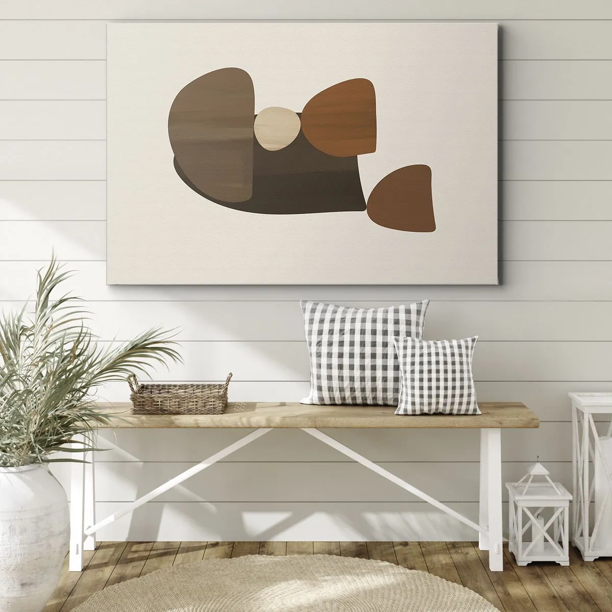 Impression sur toile - Image sur toile - Composition abstraite dans les tons marron et beige - 100x70cm - Composition de marrons - Décoration murale moderne pour le salon et la chambre ARTTOR