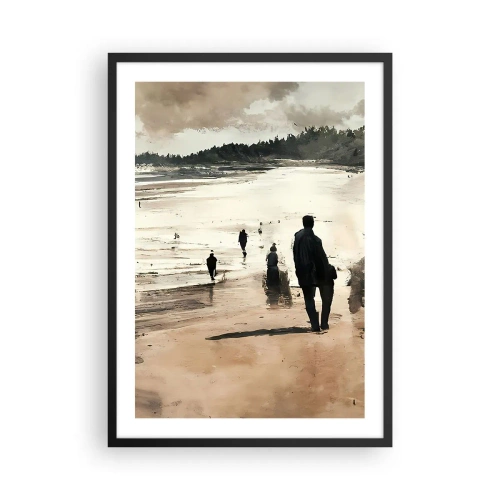 Affiche dans un cadre noir - Poster - Une promenade sur la plage aux couleurs nostalgiques - 50x70cm - Invoqué - Décoration murale moderne pour le salon et la chambre ARTTOR