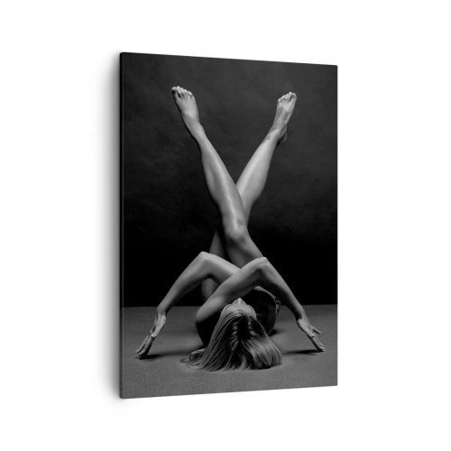 Impression sur toile - Image sur toile - Une vision artistique d'une femme en noir et blanc - 50x70cm - Géométrie de la nudité - Décoration murale moderne pour le salon et la chambre ARTTOR