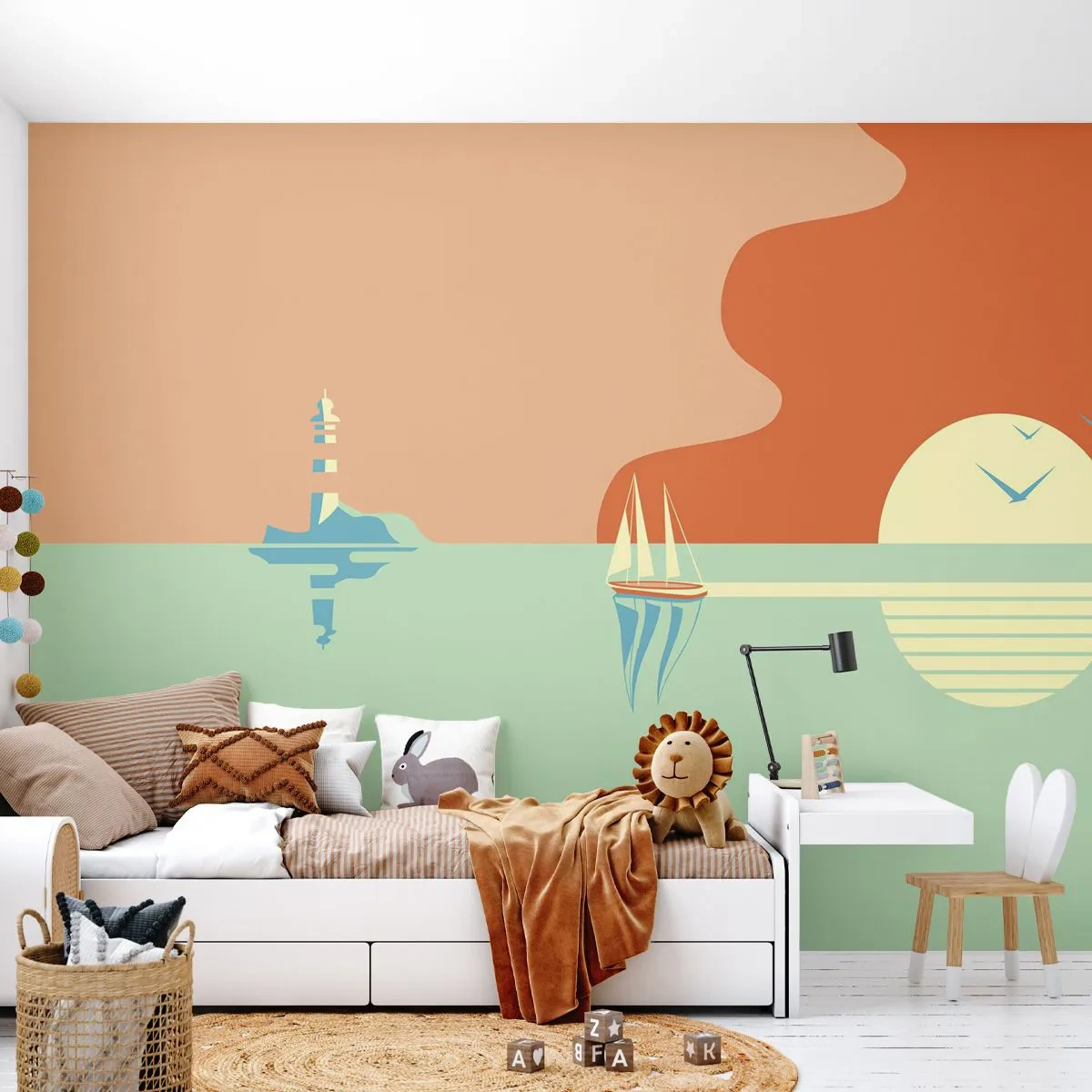 Papier Peint Photo Standard Eco - Paysage idéal de la mer - Abstraction, Bateau à voile, Lanterne - 500x350 cm