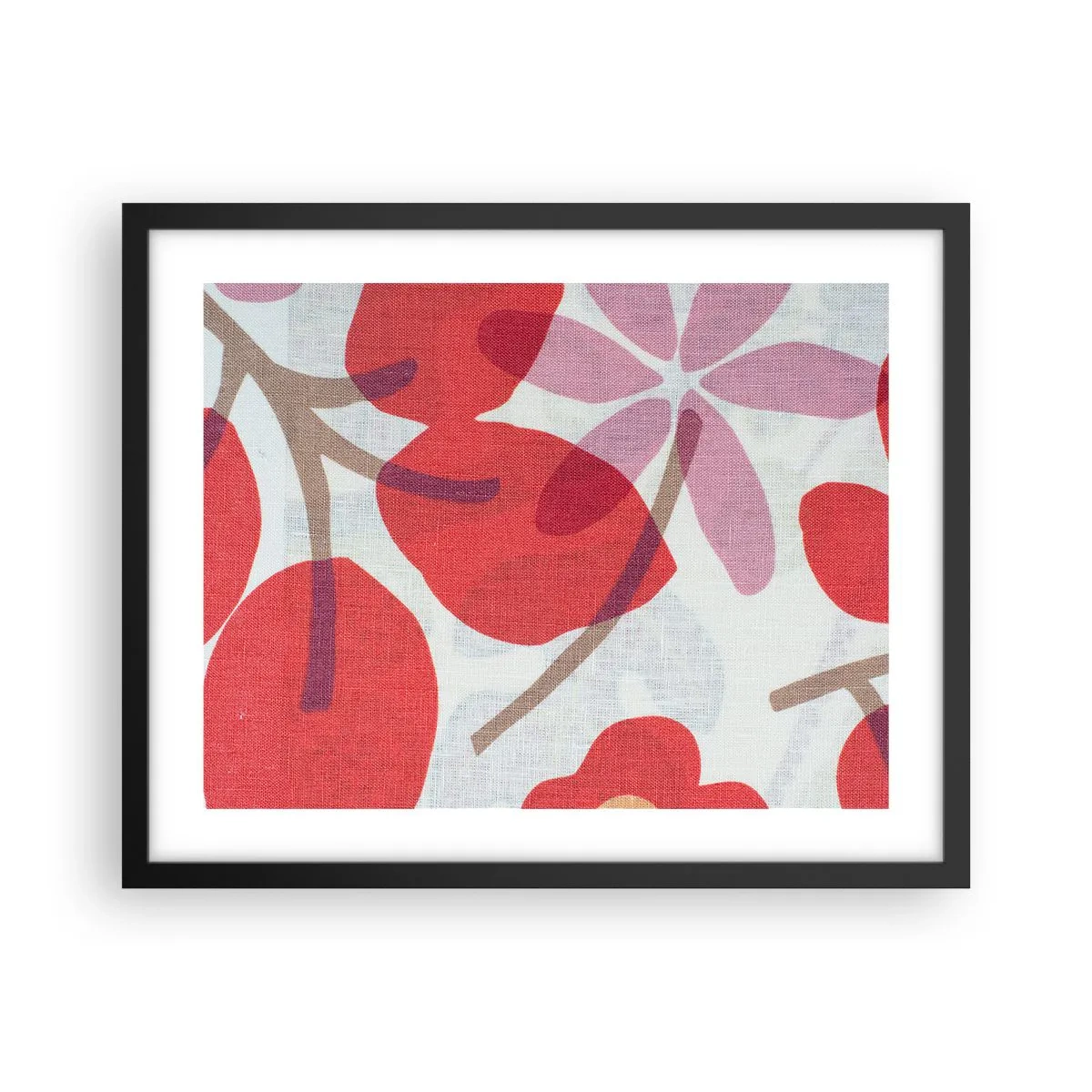 Affiche dans un cadre noir - Poster - Composition florale dans les roses - 50x40 cm