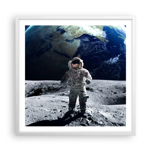 Affiche dans un cadre blanc - Poster - Salutations de la lune - 60x60 cm