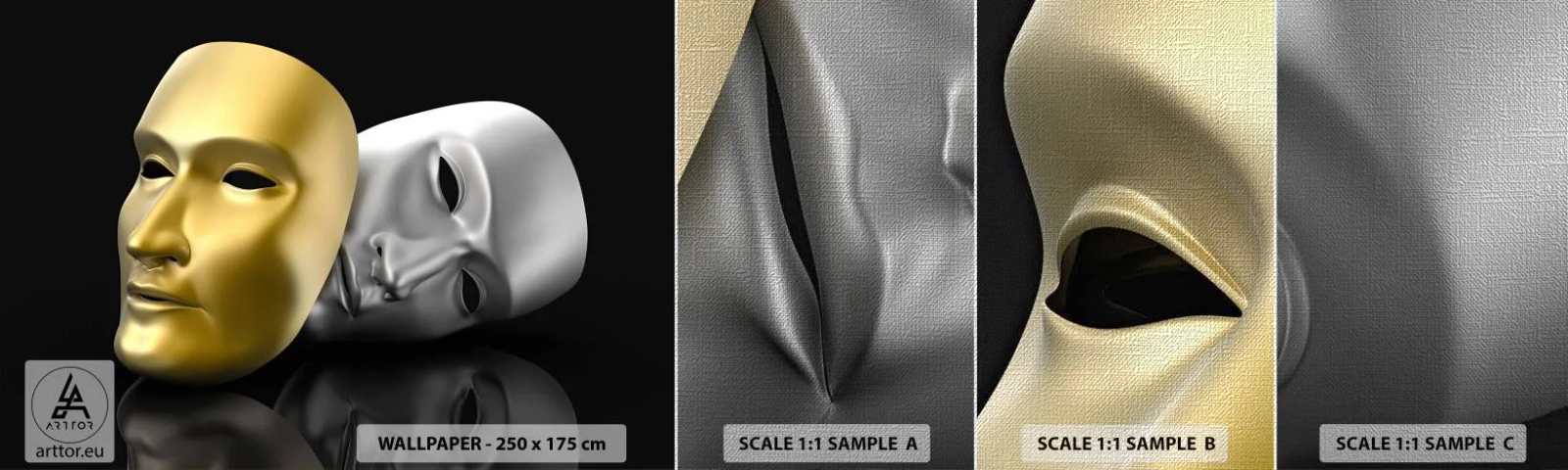 Échantillon de Papier Peint Premium Canvas - La vie est un théâtre - Capot, Morceau, Théâtre - 100x30 cm